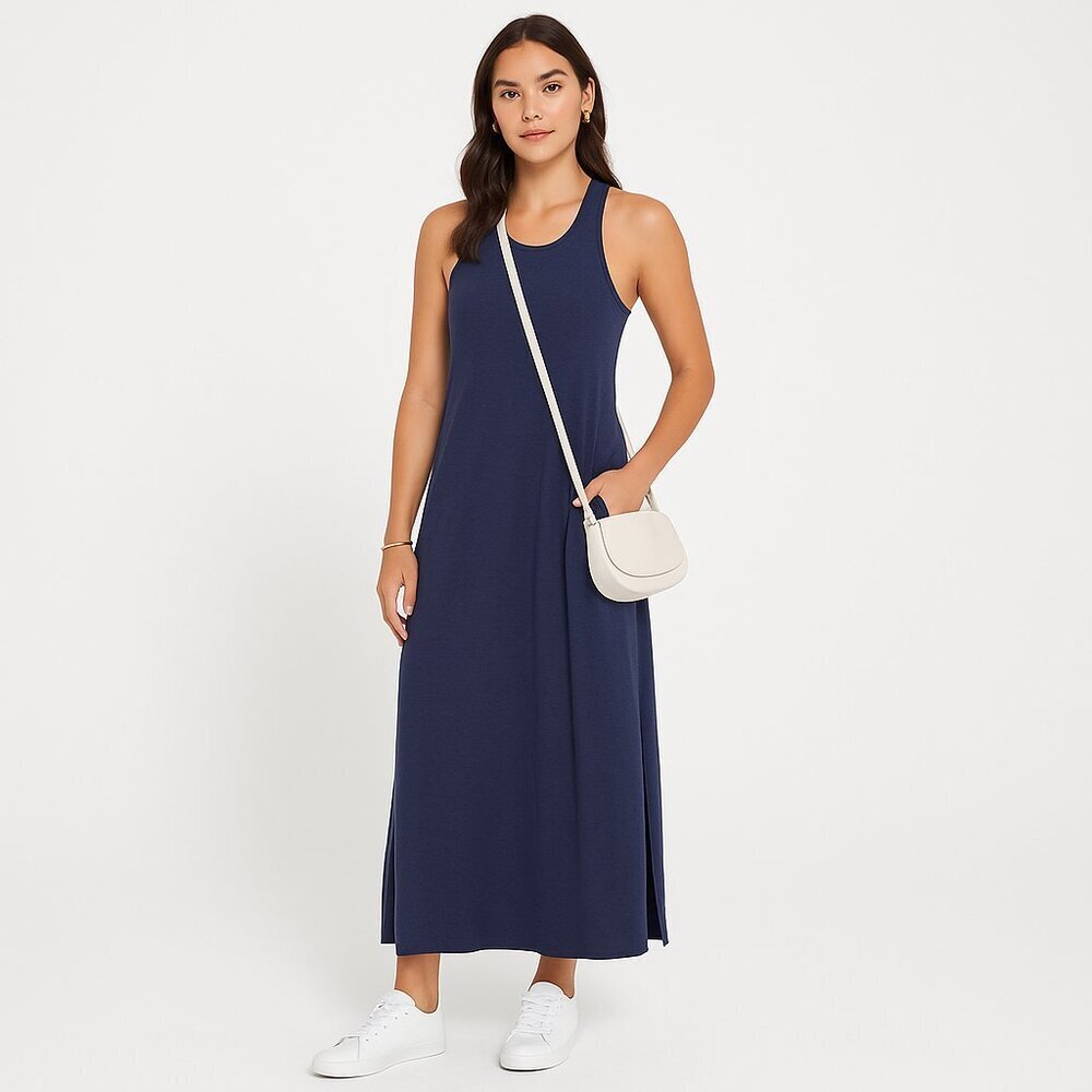 Beyond Yoga Navy Racerback Tank Maxi Dress